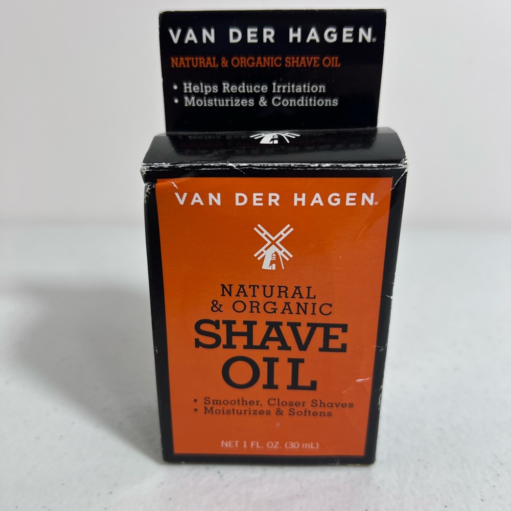 Van Der Hagen Natural and Organic Shave Oil for Closer Shaves, 1.oz Open Box